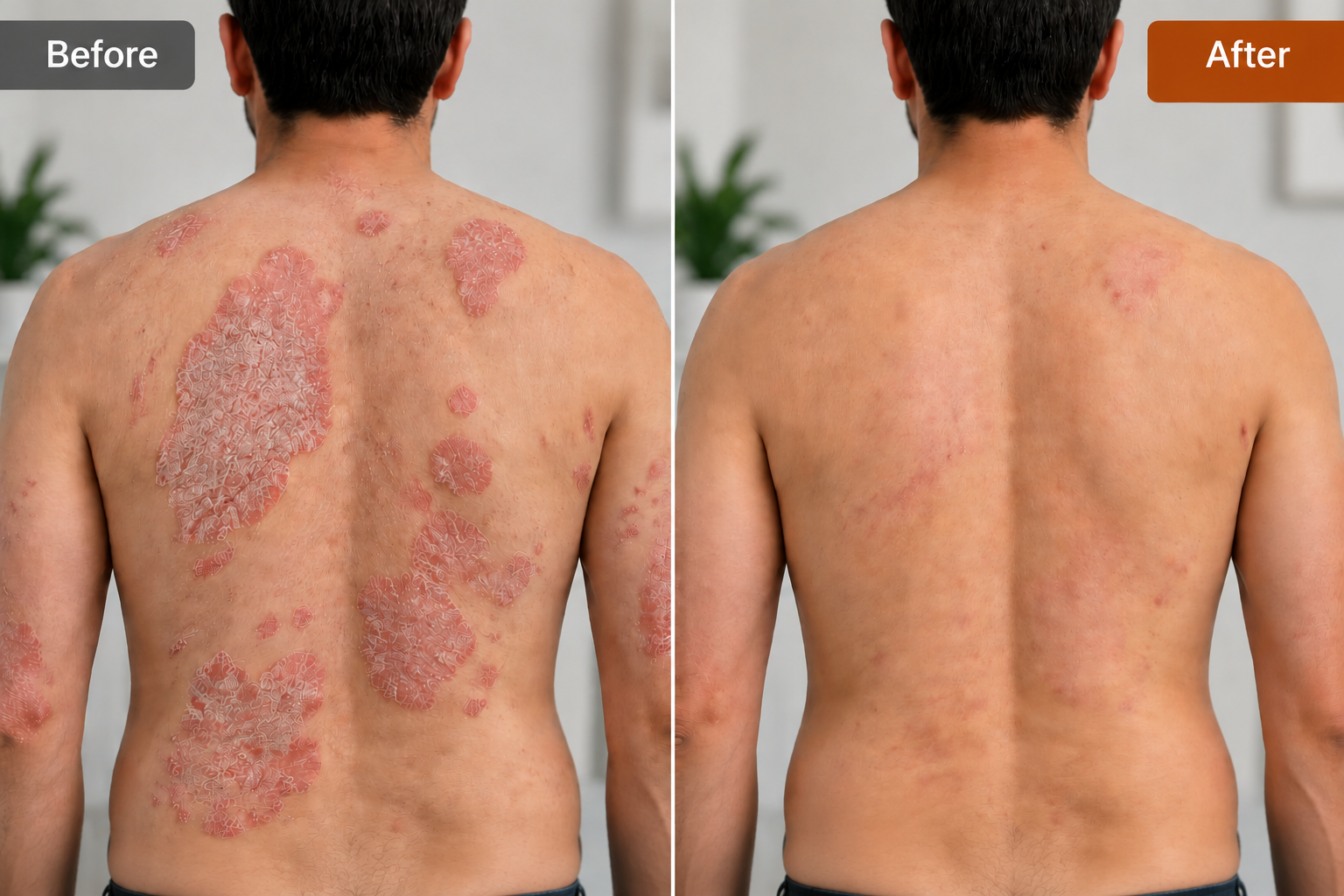 Back Psoriasis before and after treatment