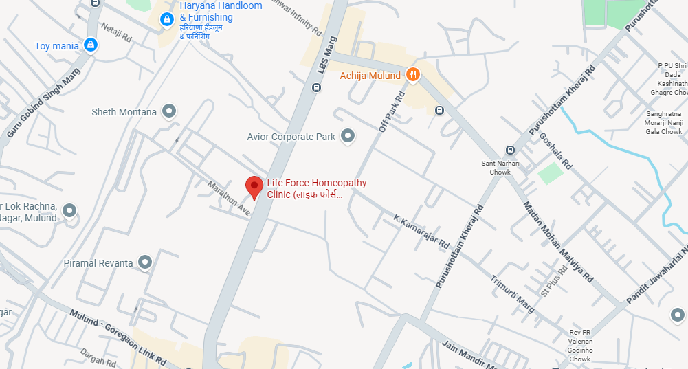 Map showing Life Force Homeopathy Clinic in Mulund