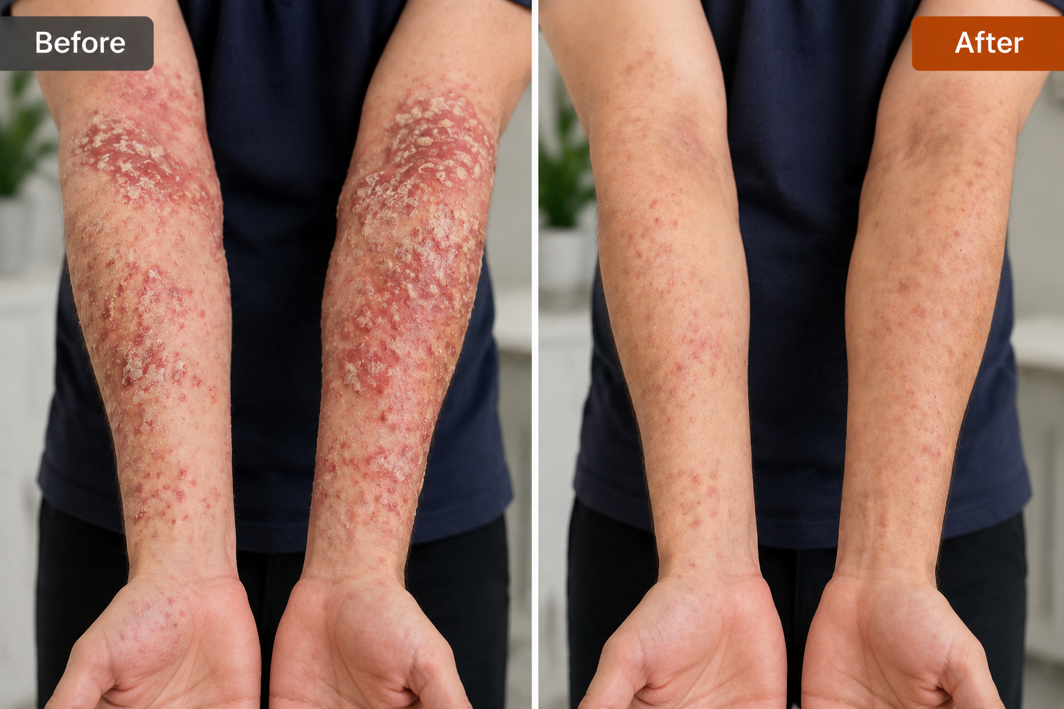 Forearm Psoriasis before and after treatment