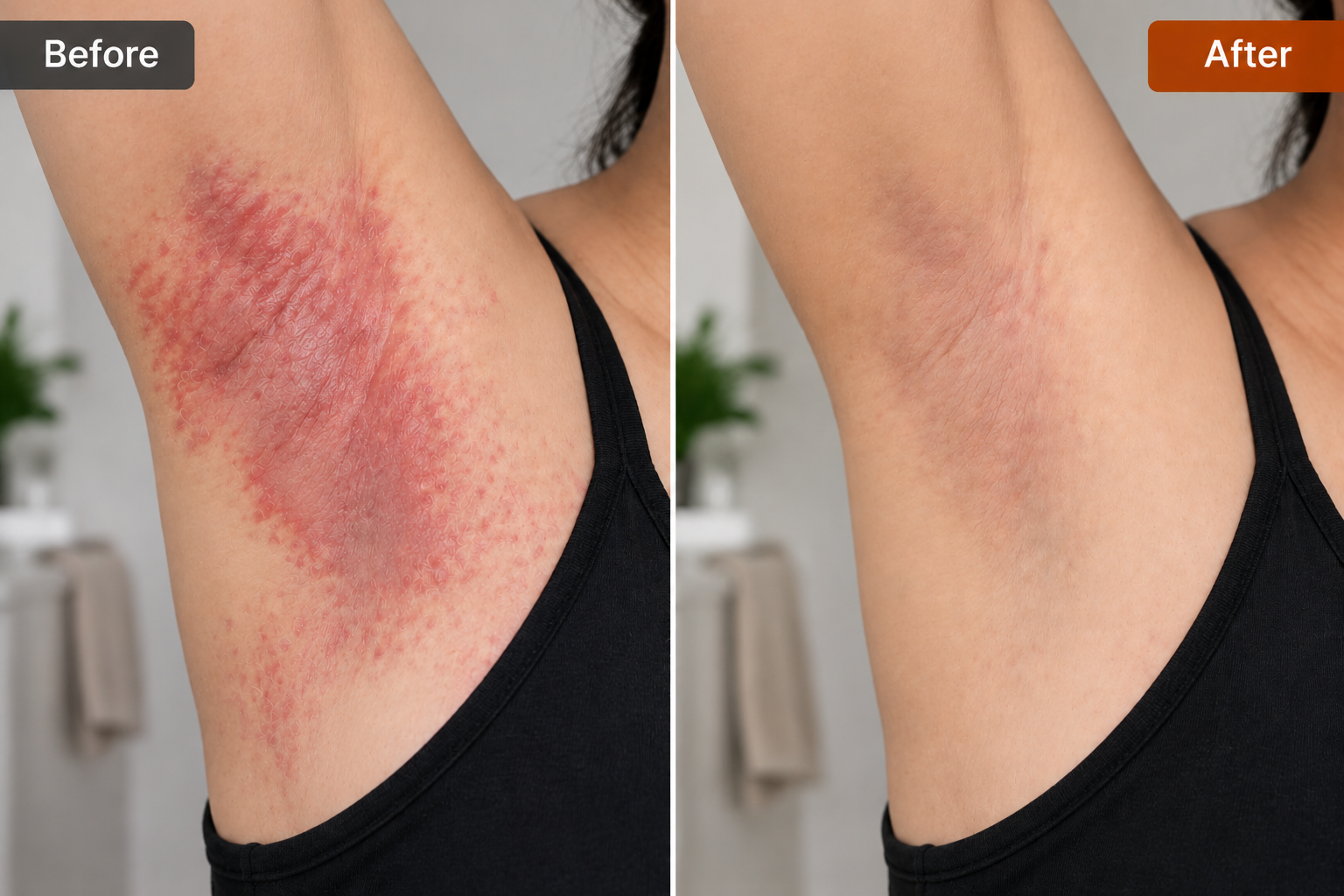 Underarm Psoriasis before and after treatment