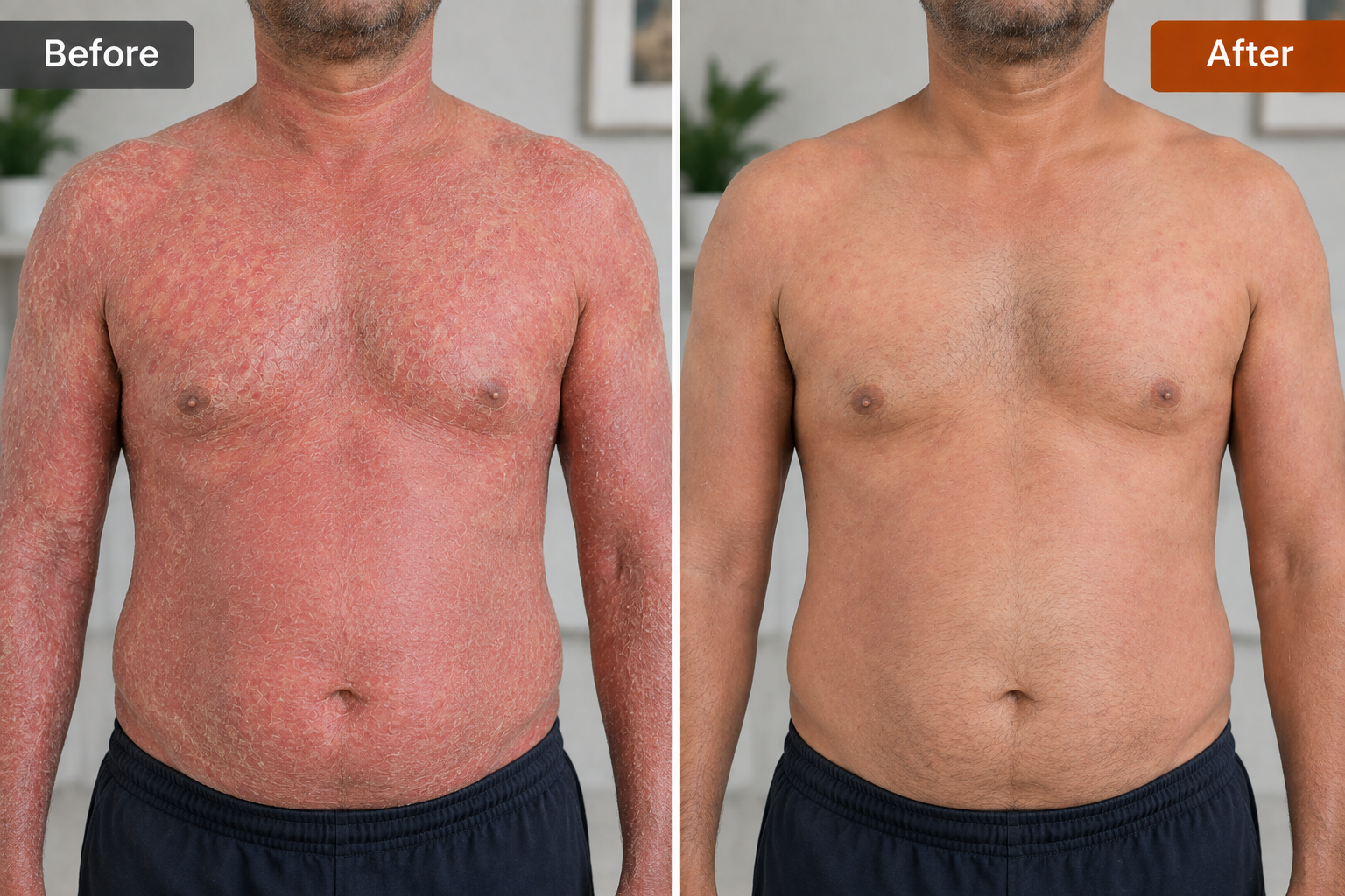 Chest & Body Psoriasis before and after treatment