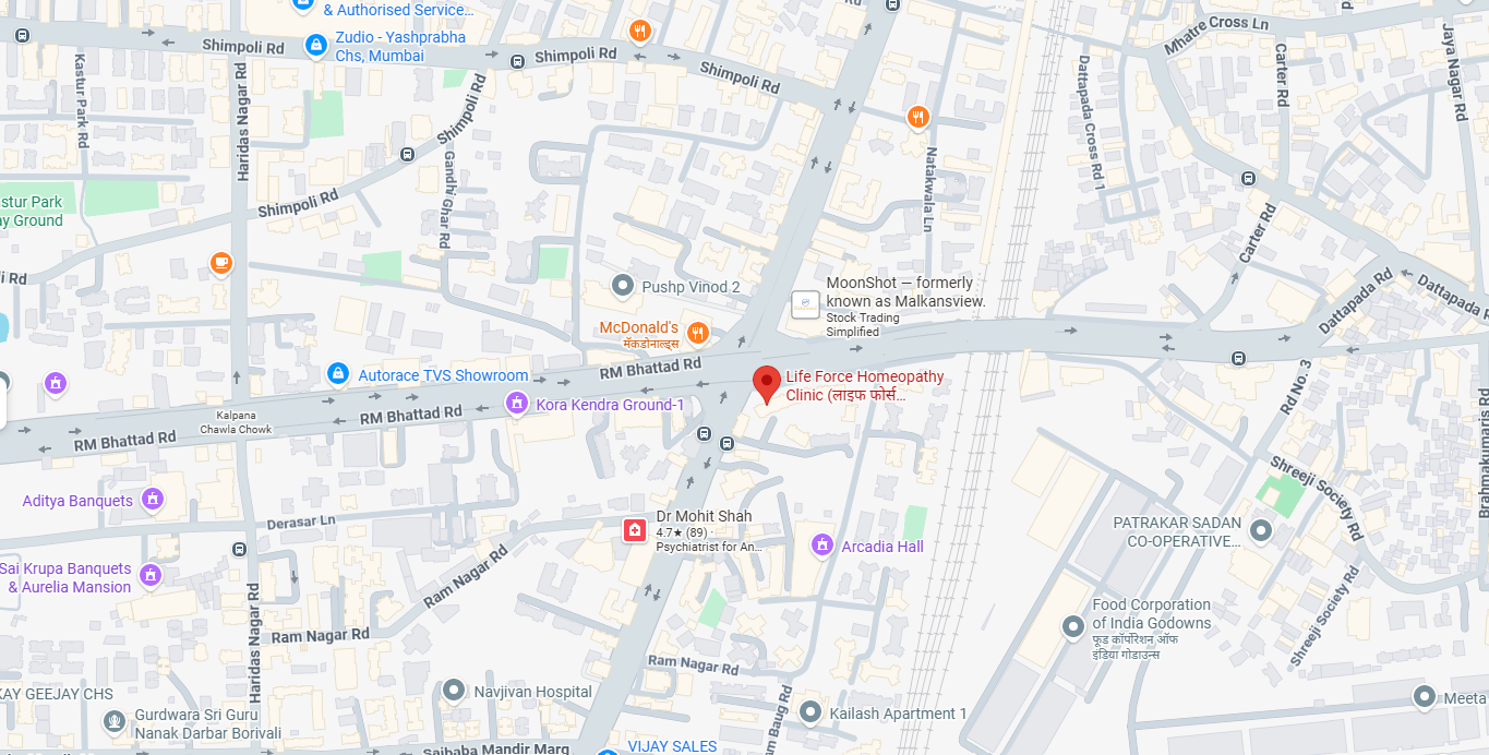 Map showing Life Force Homeopathy Clinic in Borivali